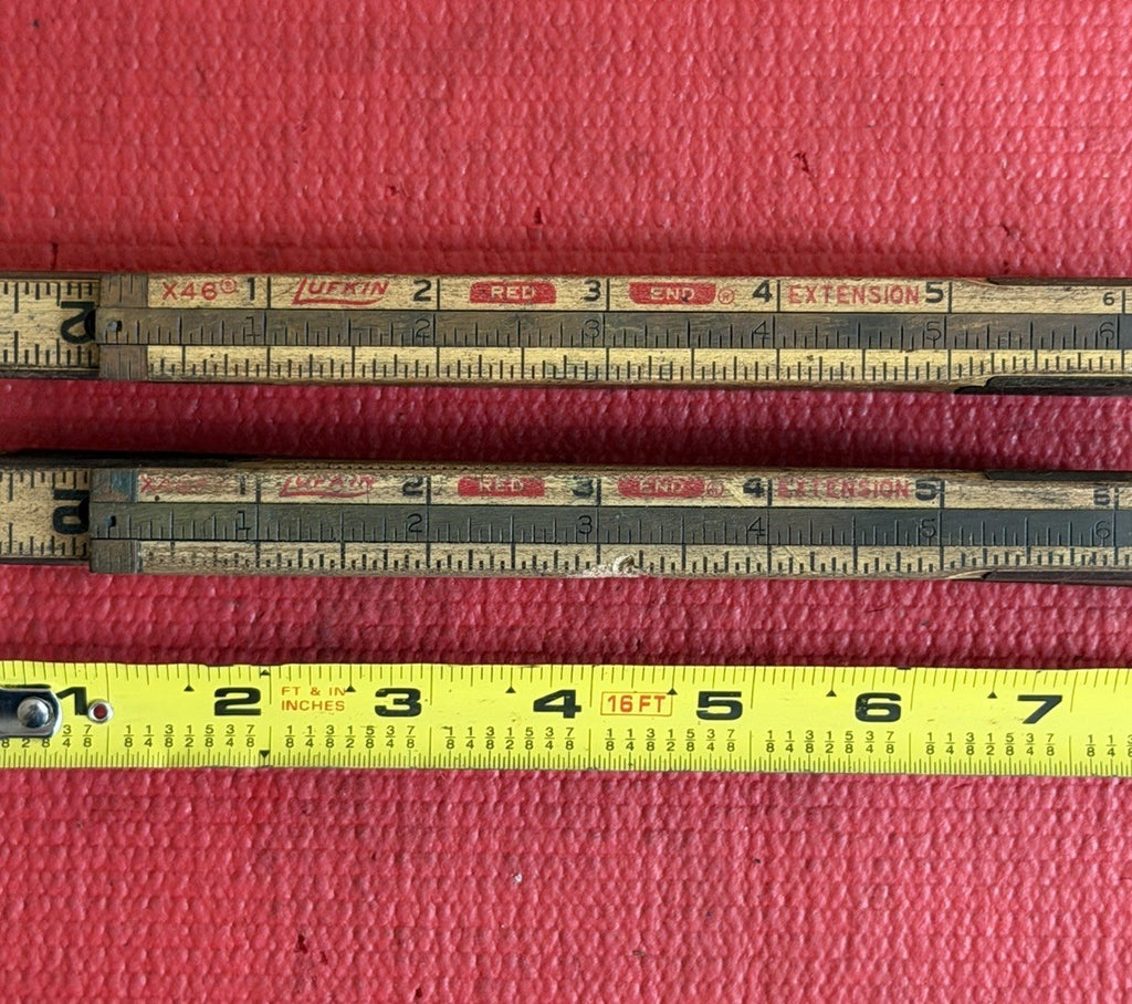 Vintage Lufkin X46 Folding Ruler 72" With Brass Extension LOT OF 2 Pc Made InUSA