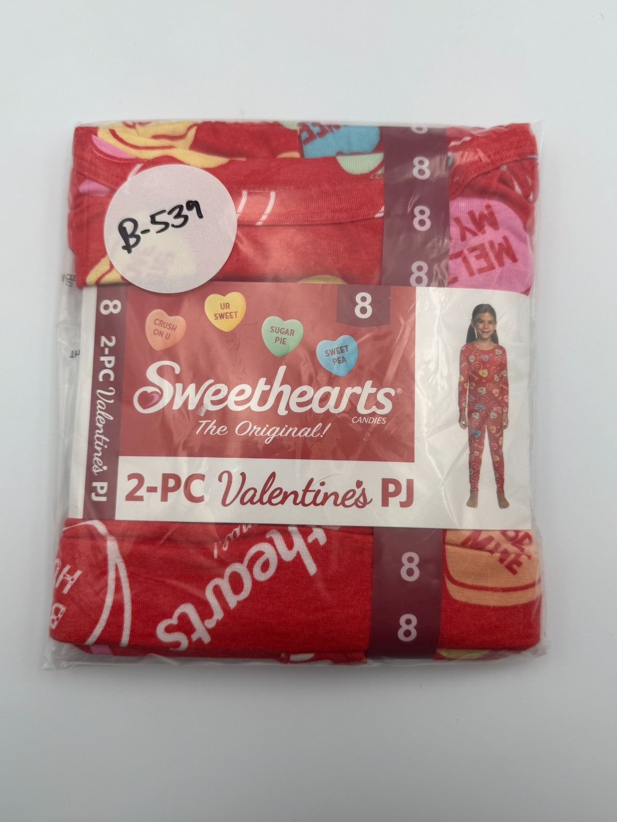 NWT Sweethearts Valentines Candy Hearts Print Pajama Set Girls 8 Red Casual Wear