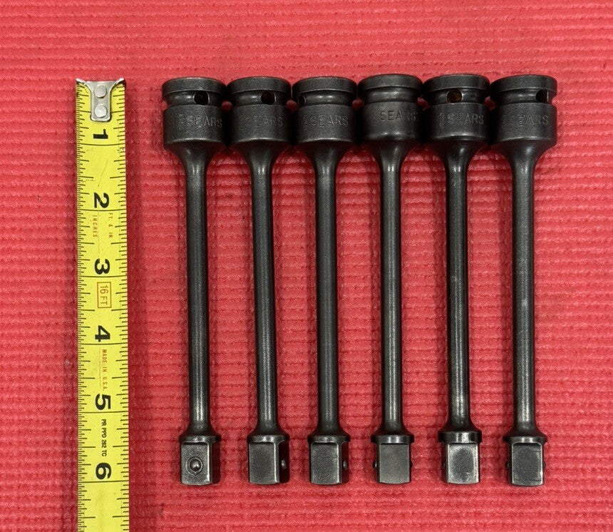 Vintage SEARS 6pc Set 1/2"Drive 6” Torque Limiting Extension -Made In Italy Rare