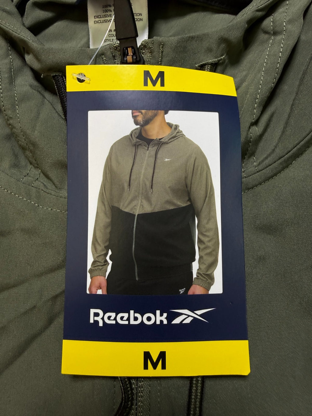 Reebok Full-Zip Color Block Adjustable Hood Training Woven Jacket Men's Medium