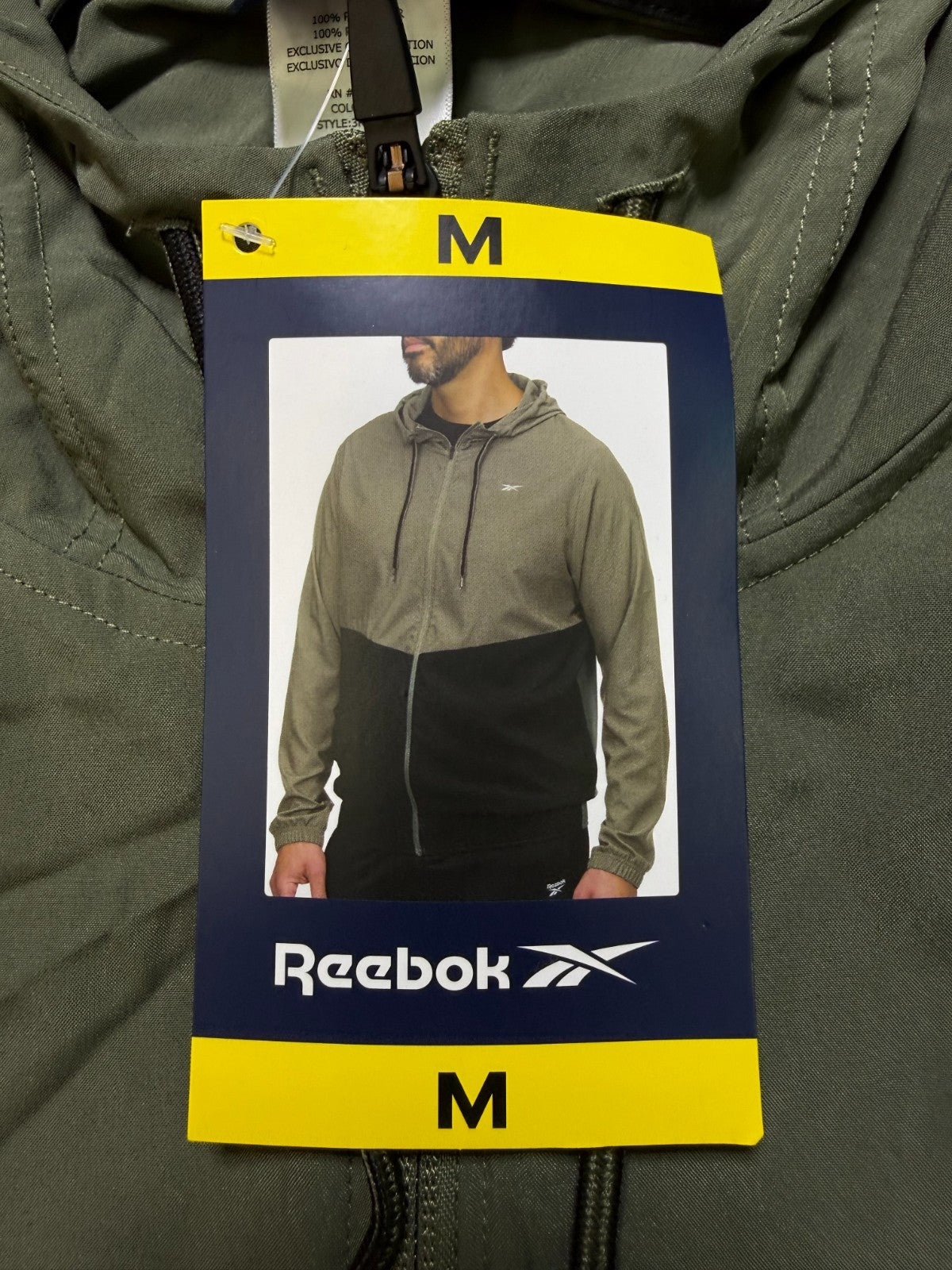 Reebok Full-Zip Color Block Adjustable Hood Training Woven Jacket Men's Medium