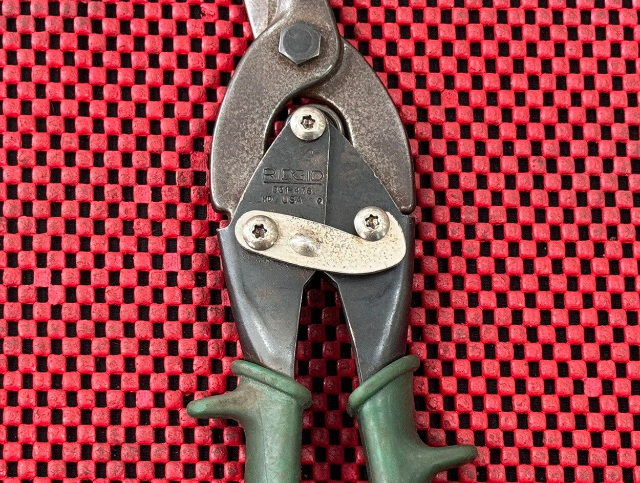 Ridgid 831-476 Tin Snips Cut Right & Straight With Green Handle Made in USA S3