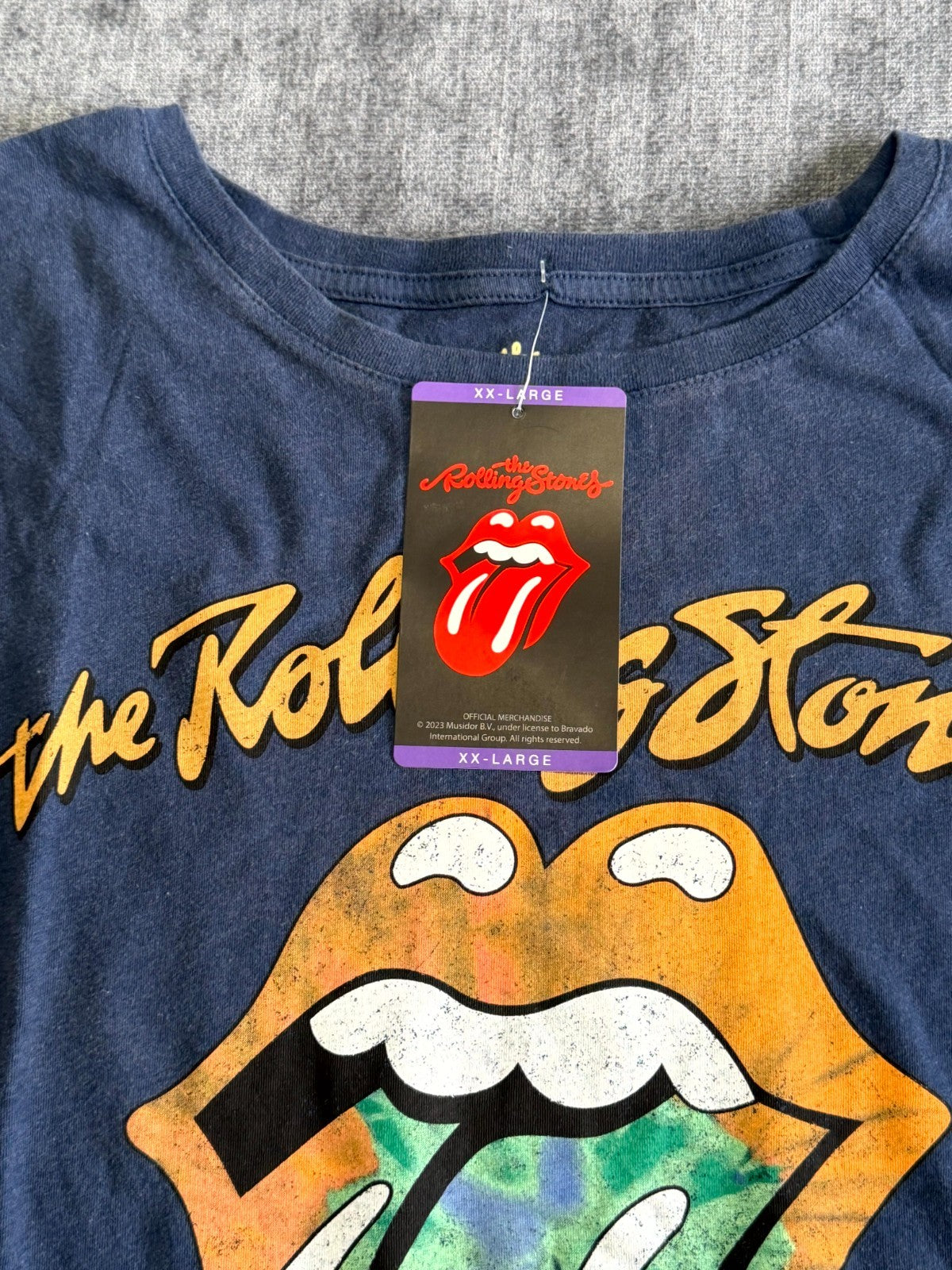 NWT The Rolling Stone Graphic Print T-Shirt Women's 2XL Navy Pullover 100%Cotton