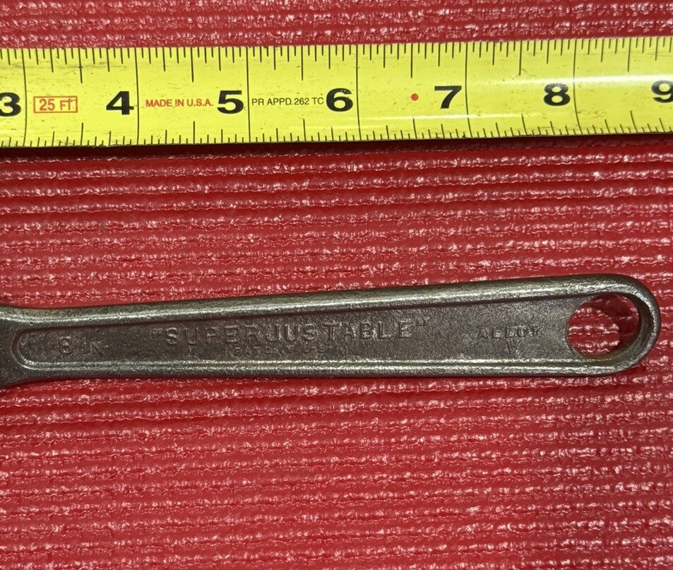 Vintage J H Williams & Co "Superjustable" 8in Adjustable Wrench Made in USA