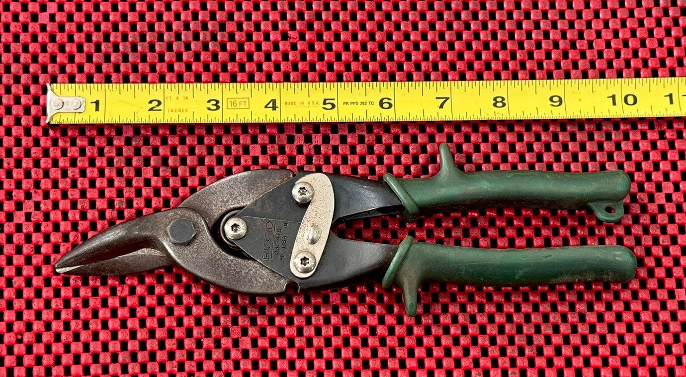 Ridgid 831-476 Tin Snips Cut Right & Straight With Green Handle Made in USA S3
