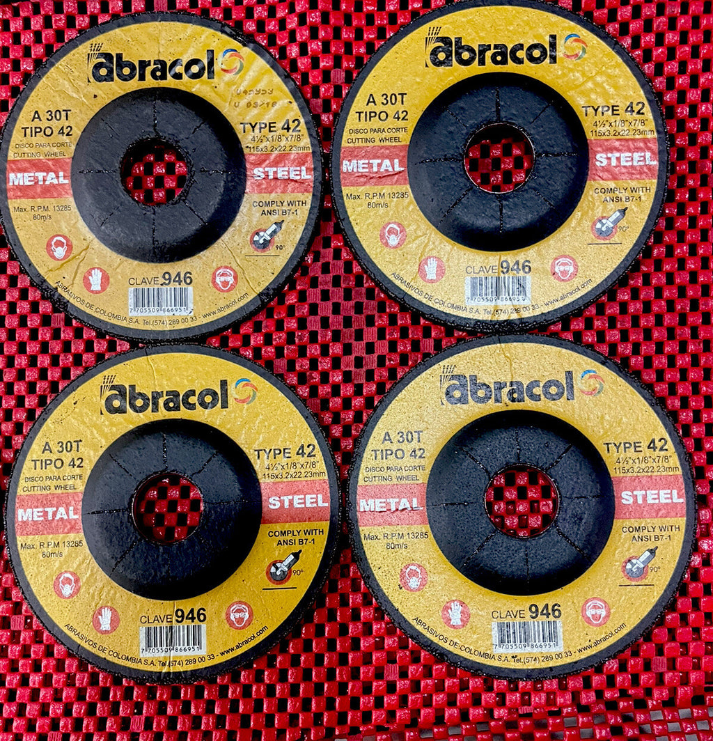 Abracol 7 Pc Lot 4-1/2” X 1/8” X 7/8” Metal & Steel Cutting and Grinding Disc N4
