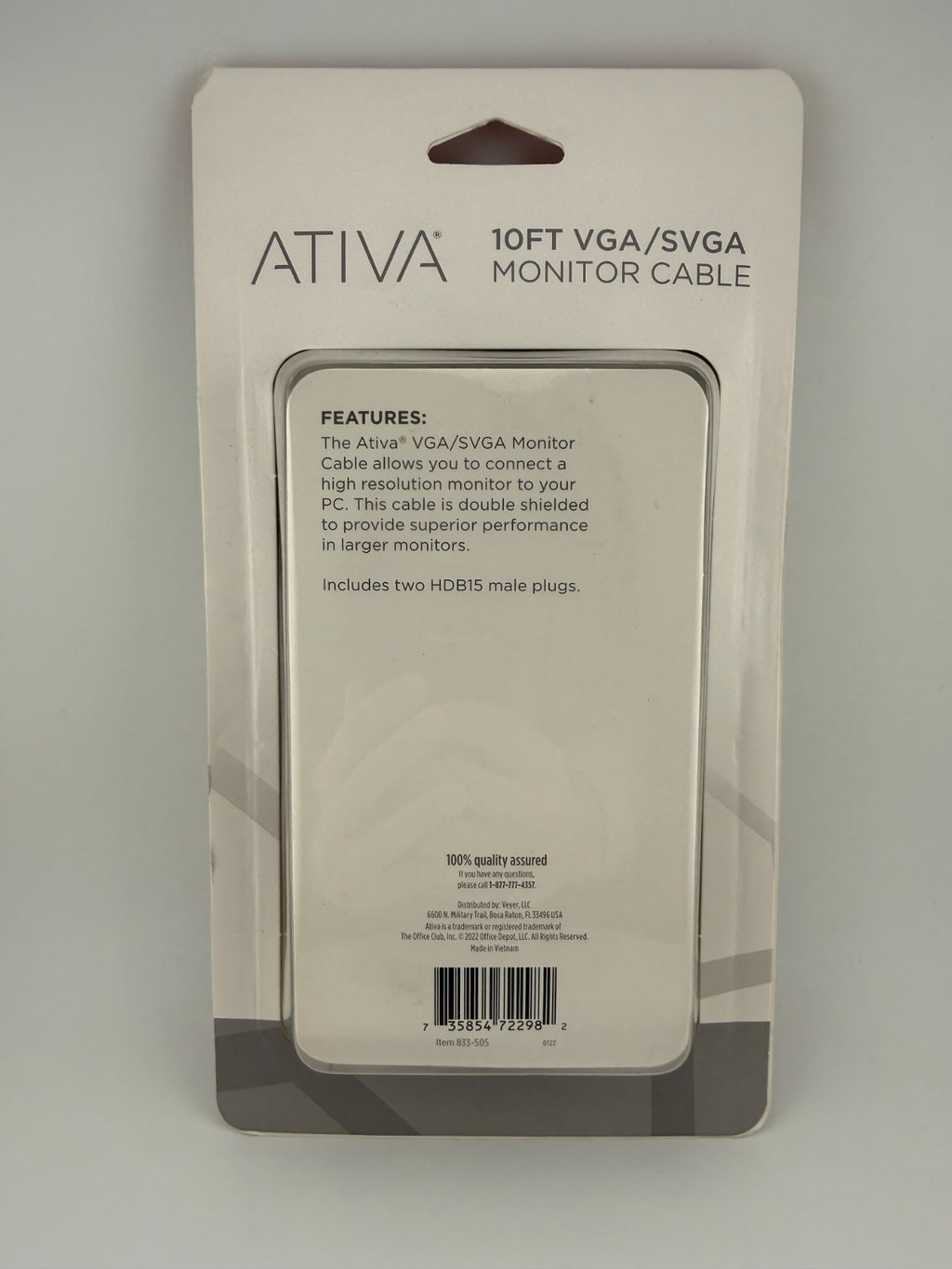 NEW Ativa 833-505 Double Shielded 3.05m PC 15-Pin 10ft VGA SVGA Monitor Cable