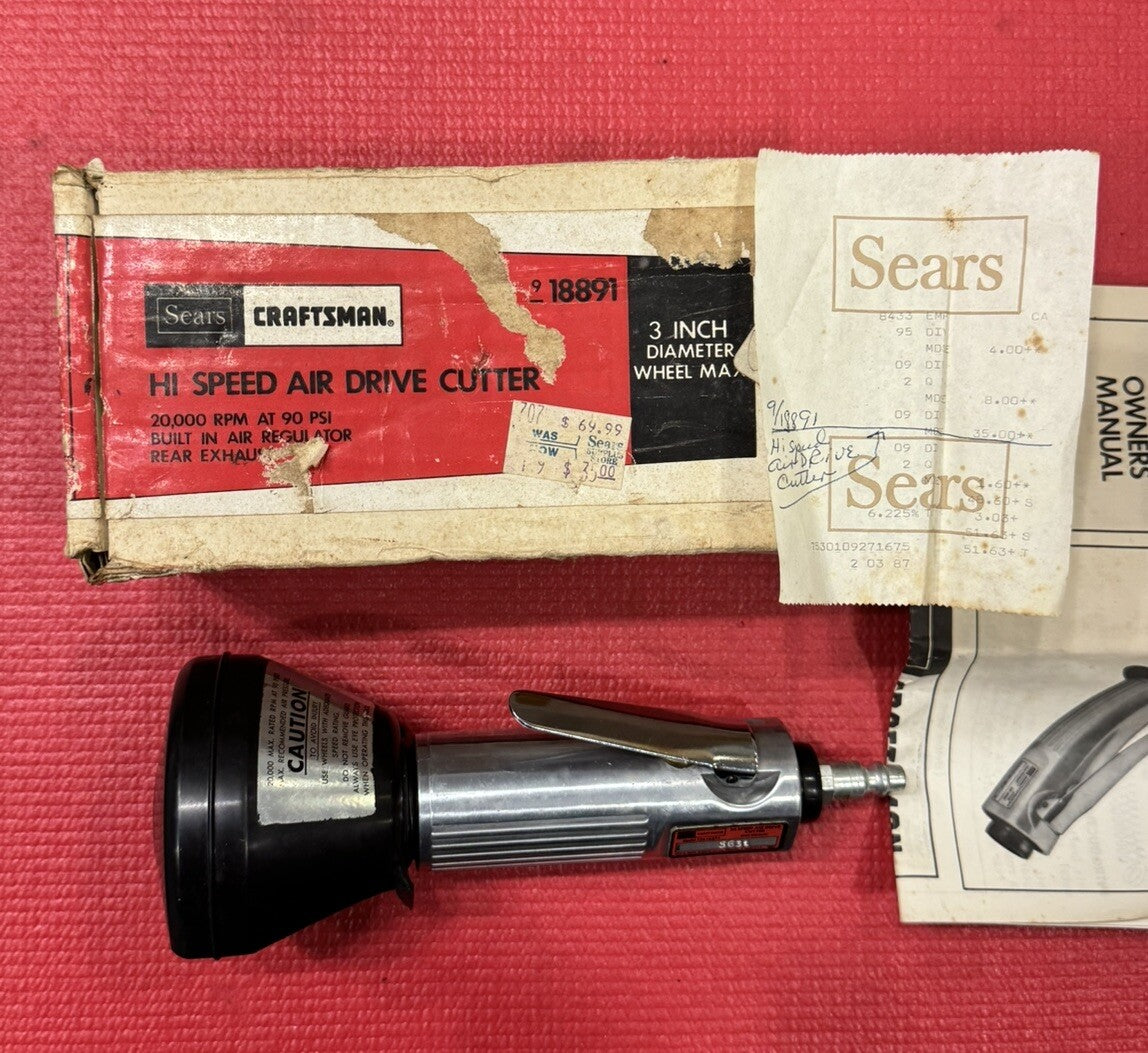 Vintage Sears Craftsman NEW 18891 Hi-Speed Air-Drive Cutter w/ OG Box & Receipt