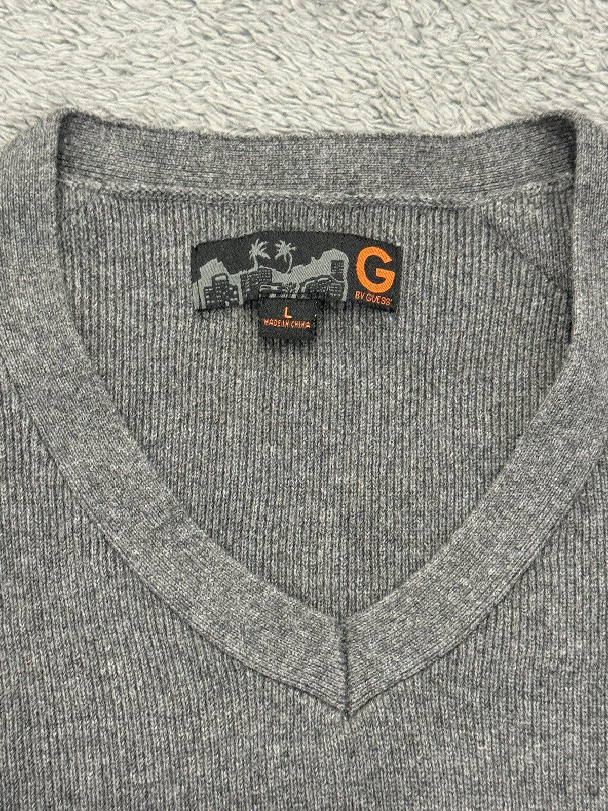 Guess Men's Size Large Black & Gray Sweater with Zipper Design