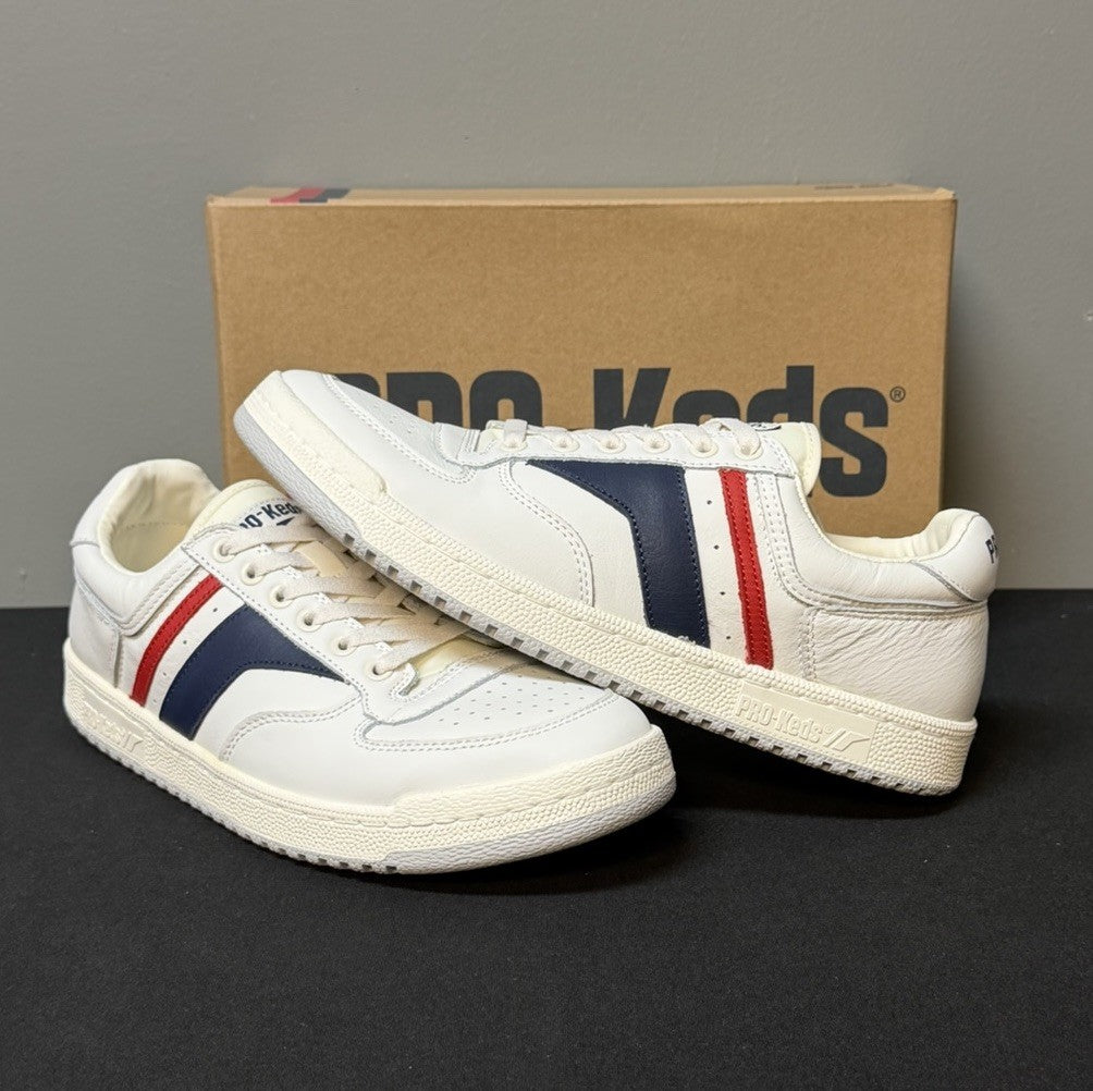 Pro-Keds Skyhawk Men's Size 13 (M) White/Blue/Red Low Top Leather Sneakers NWT