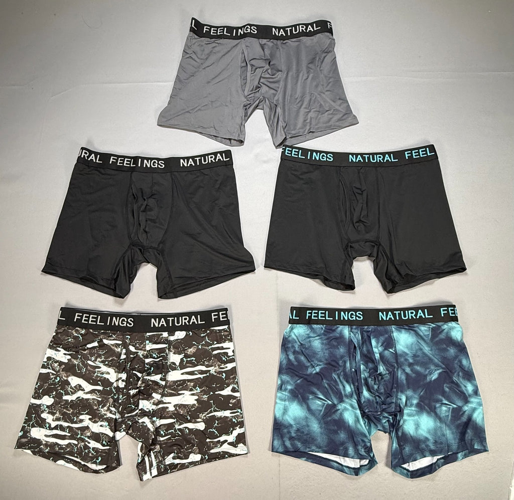 Pack of 5 Natural Feelings  Elastic Waistband Boxer Briefs Men's XL Multicolor