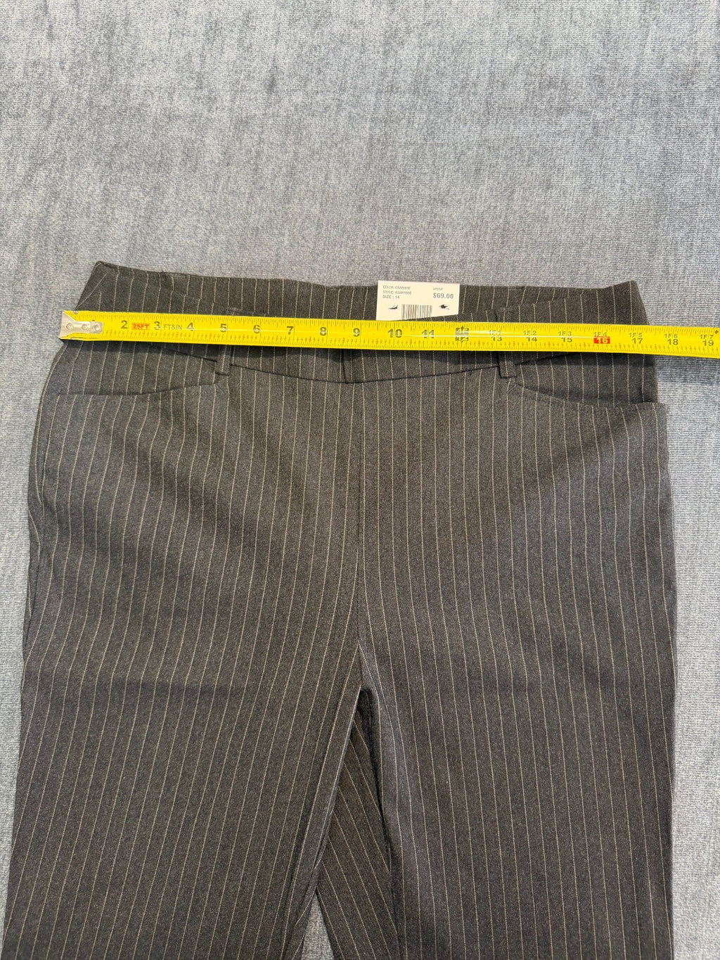 NWT Rafaella Pull-on Stretch Pants Women 14 Brown Graphite Stripe Classic Preppy