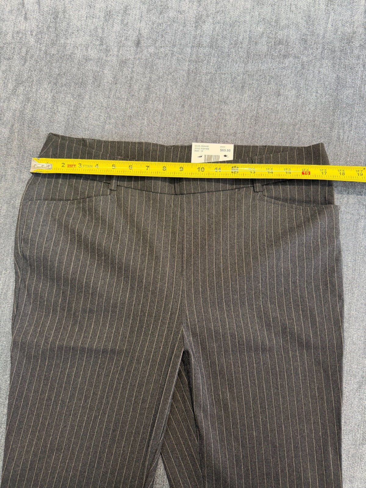 NWT Rafaella Pull-on Stretch Pants Women 14 Brown Graphite Stripe Classic Preppy
