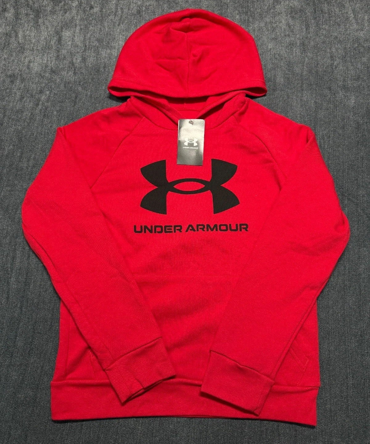 NWT Under Armour Rival Fleece Big Logo Hoodie Boys Large Racer Red Long Sleeve