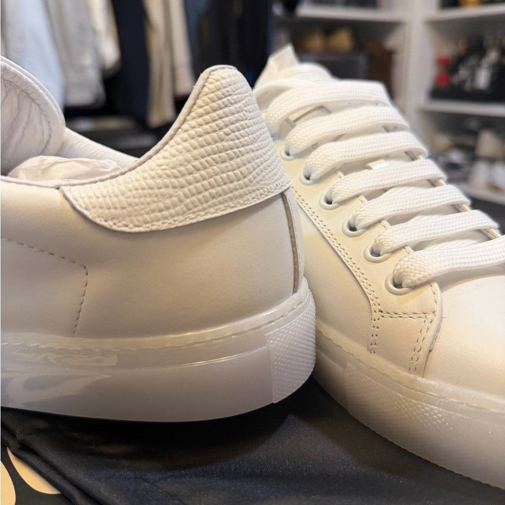 Roberto Cavalli Cream Calf Low Sneakers