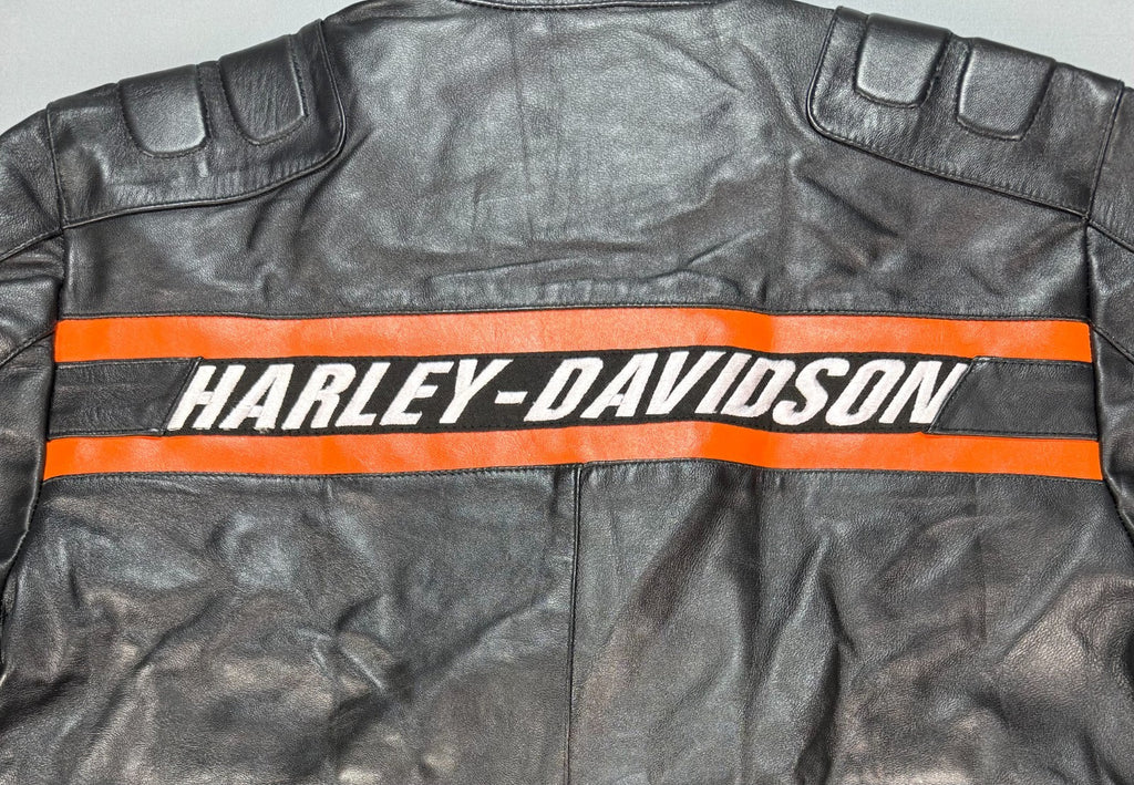 Real Leather Harley Davidson Embroidered Mens Small Motorcycle Biker Jacket
