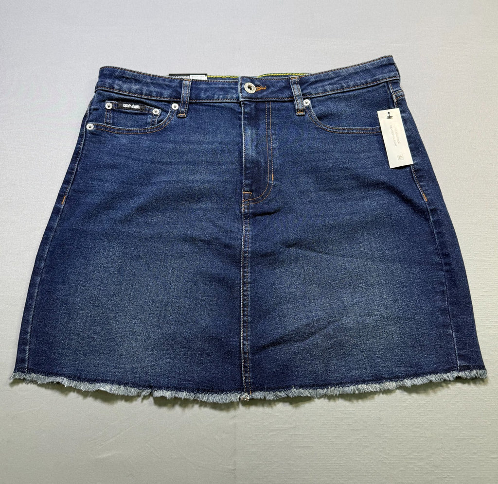 DKNY Jeans Denim A-Line Skirt Women's 12 Blue Mid Rise Laguna Stretch E3GB4845