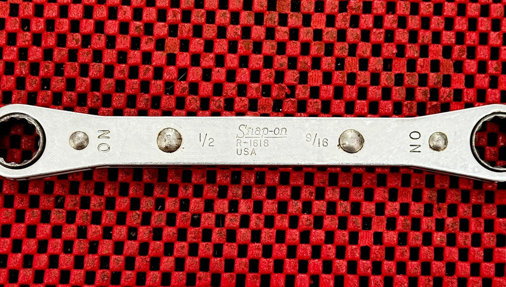 Snap-On Tools R1618 Double Box End Ratcheting Wrench 1/2” x 9/16” 12PT USA