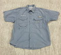 Columbia PFG Button Up Shirt  Mens Size Medium Gray Short Sleeve - B1