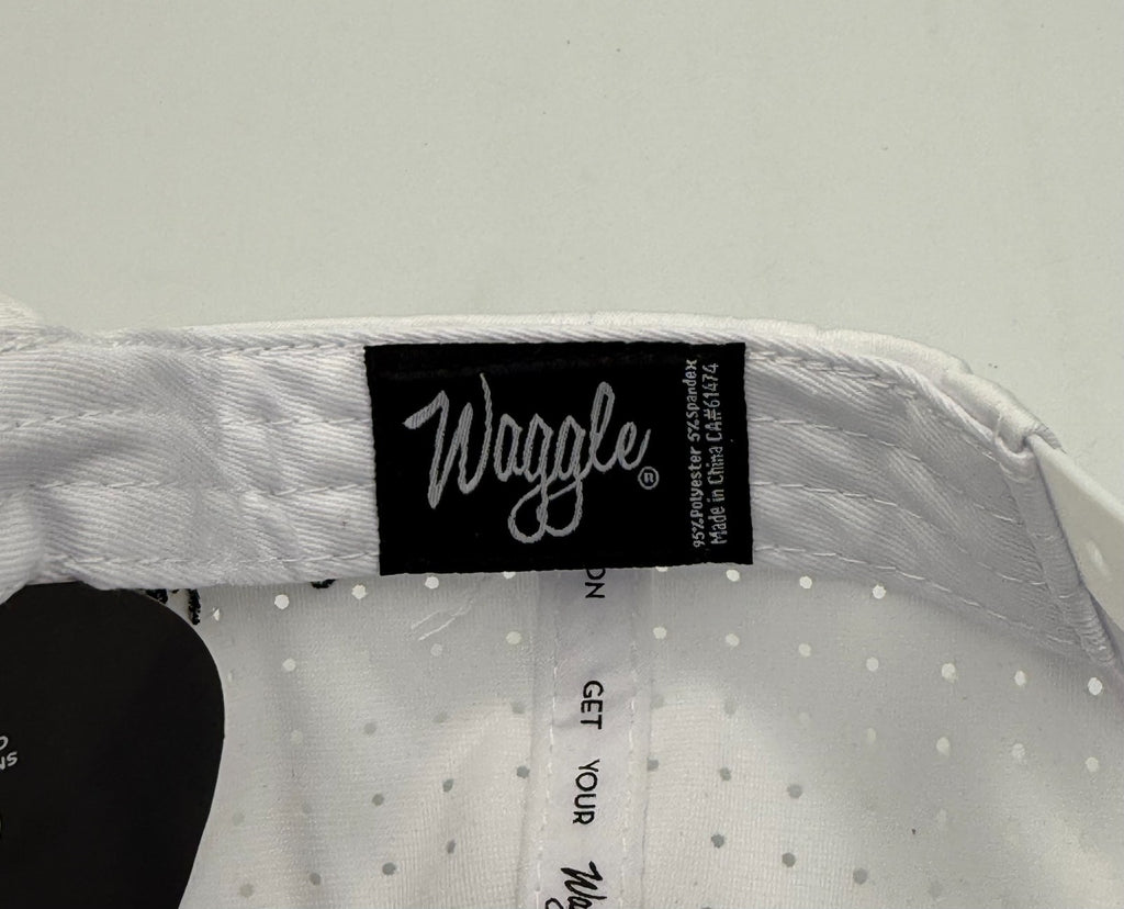 NWT Waggle Tiger Goat Golf Hat White Adjustable Performance Stripe Snapback Cap