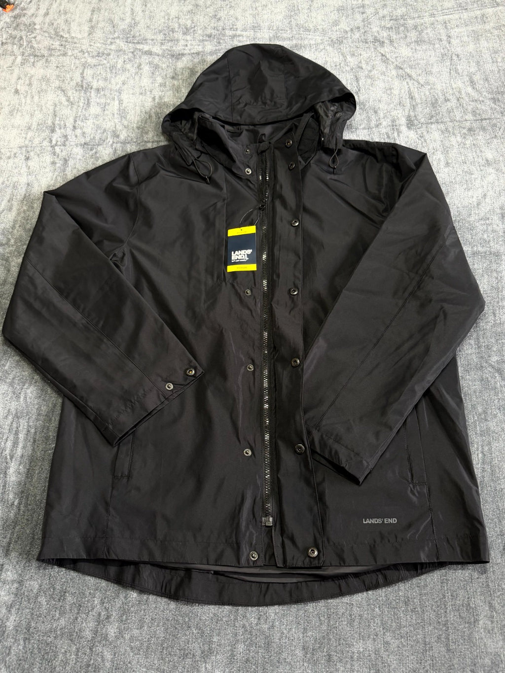 NWT Lands' End All-Weather 3-in-1 Jacket Men's Medium Black Full-Zip Hooded