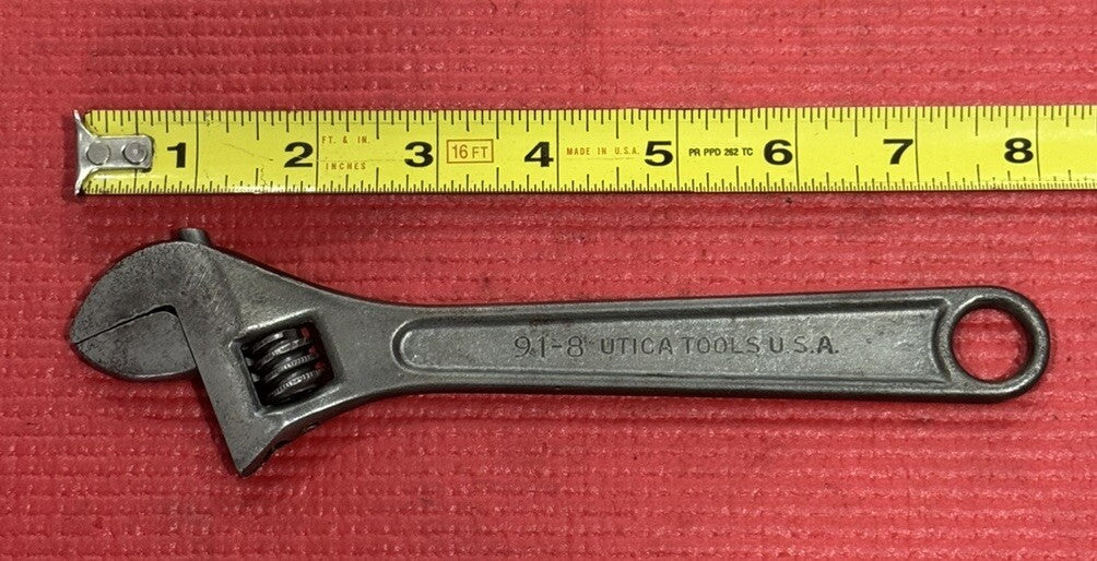 Vintage UTICA Tools 91-8  8" adjustable wrench Made in USA