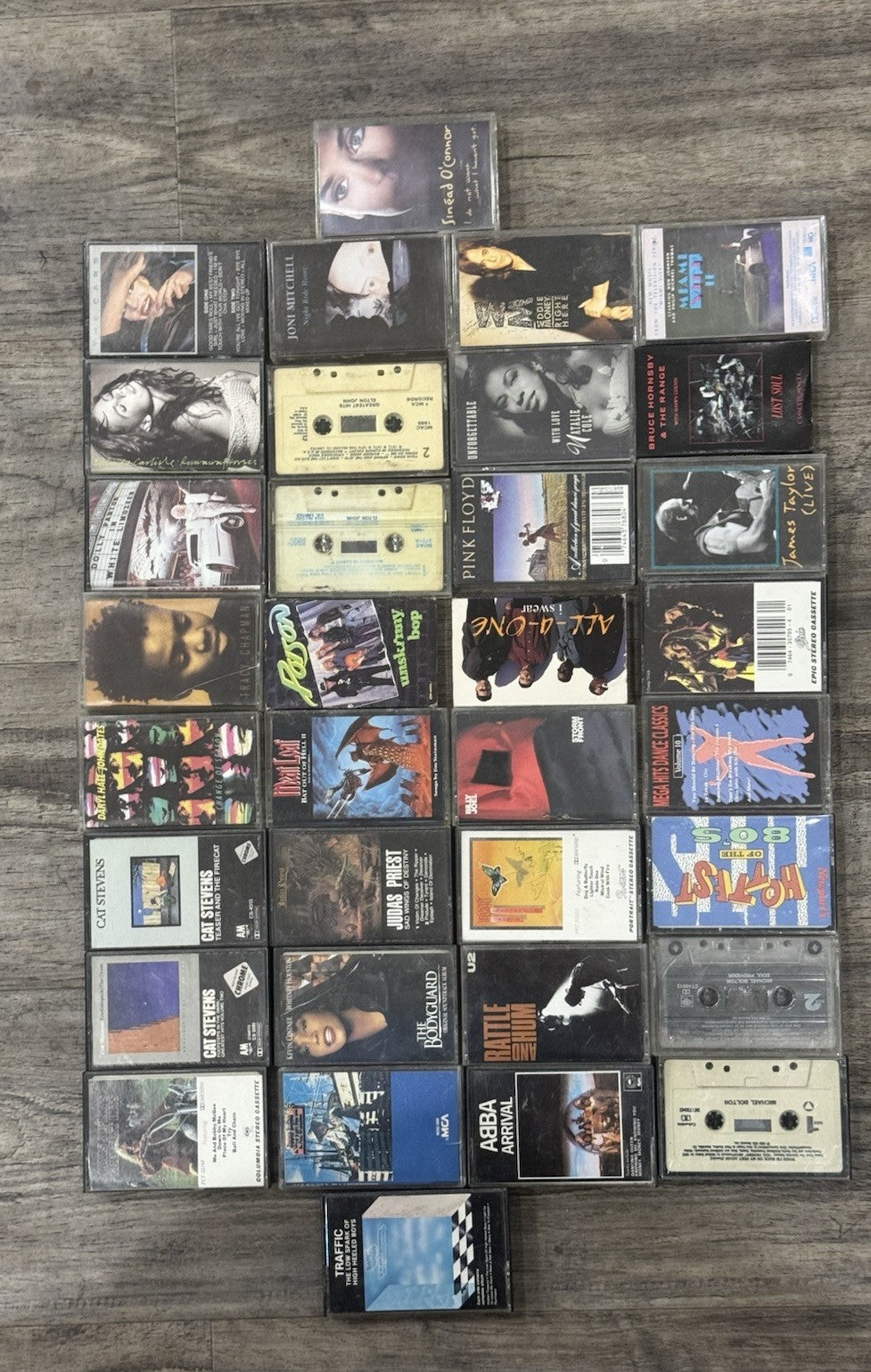 Cassette Tape Lot Of 34 Pop, R&B ,Rock" W/Carrying Case 1970’s 1980's 1990's