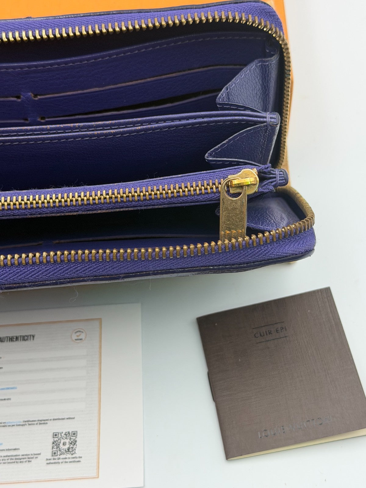 Louis Vuitton Monogram Zippy Organizer Wallet Women's Blue Ostrich Leather