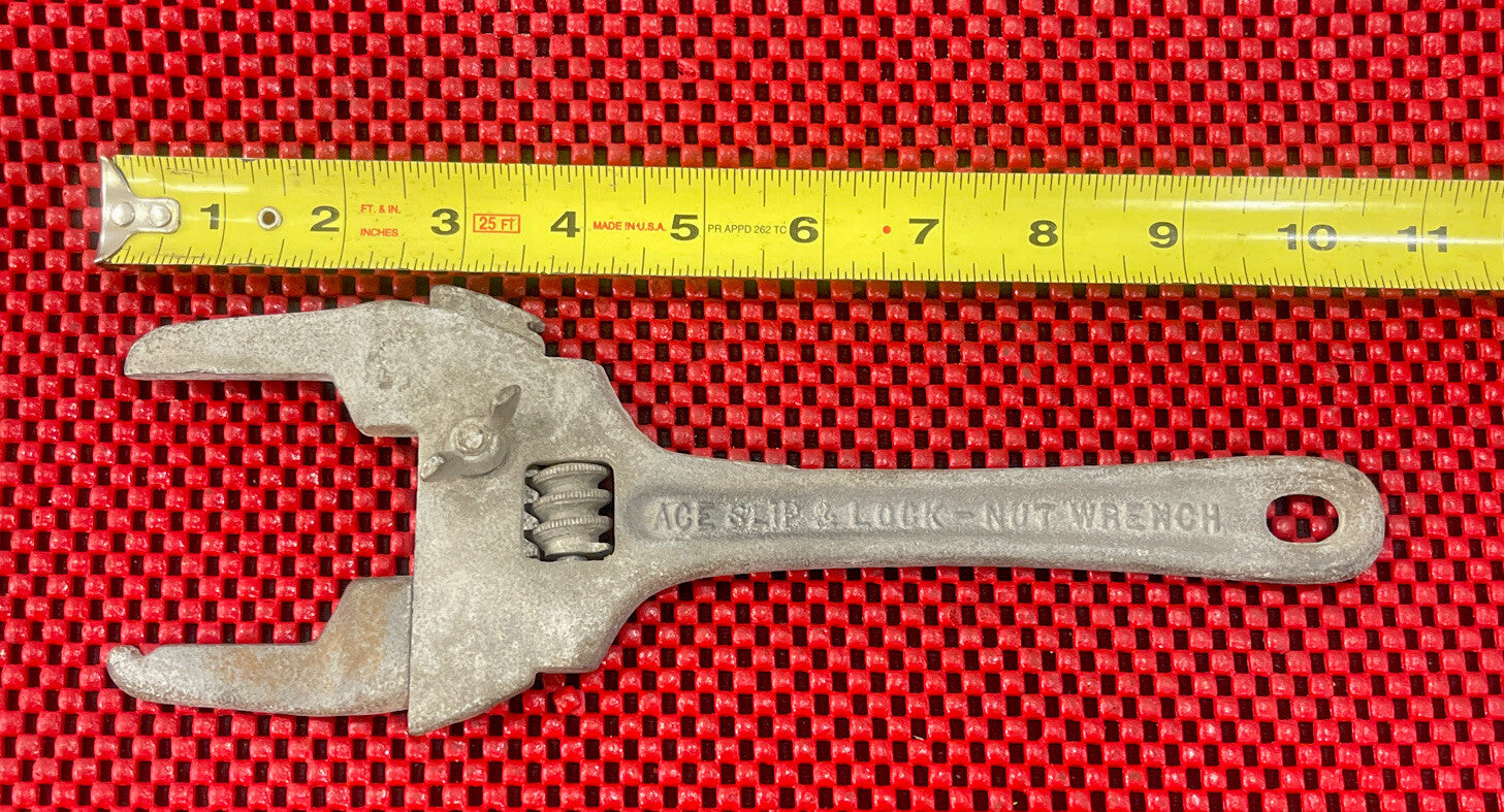 Vintage Ace Slip & Lock-Nut Wrench, Covers Co Bedford OH Plumber tool  M4