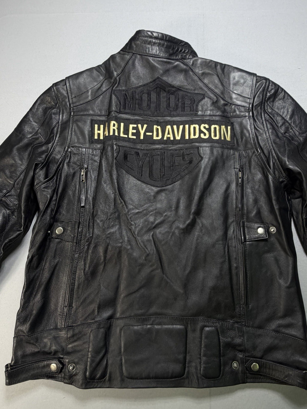 Real Leather Harley Davidson Men's XL Embroidered Motorcycle Biker Jacket