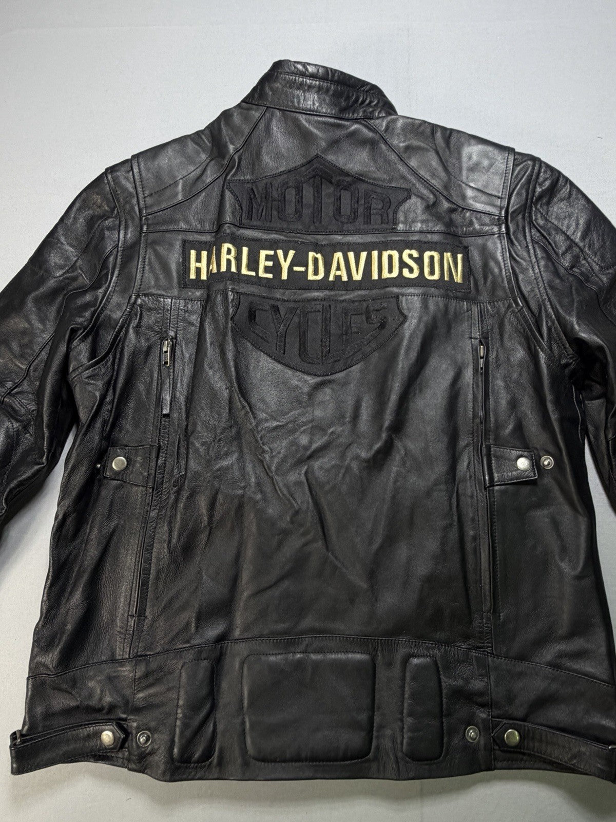 Real Leather Harley Davidson Men's XL Embroidered Motorcycle Biker Jacket