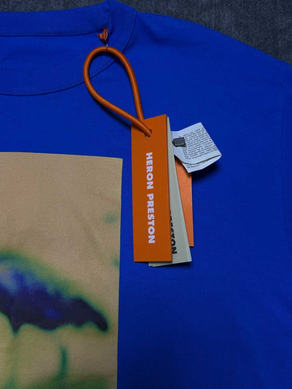 NWT Heron Preston Graphic Print Oversized T-Shirt Men's Large Blue Short Sleeve