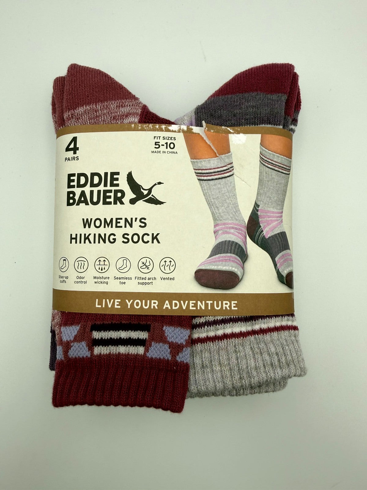 New Eddie Bauer Seamless Toe Hiking Socks Women's Shoes Size 5-10 - Pairs Of 4