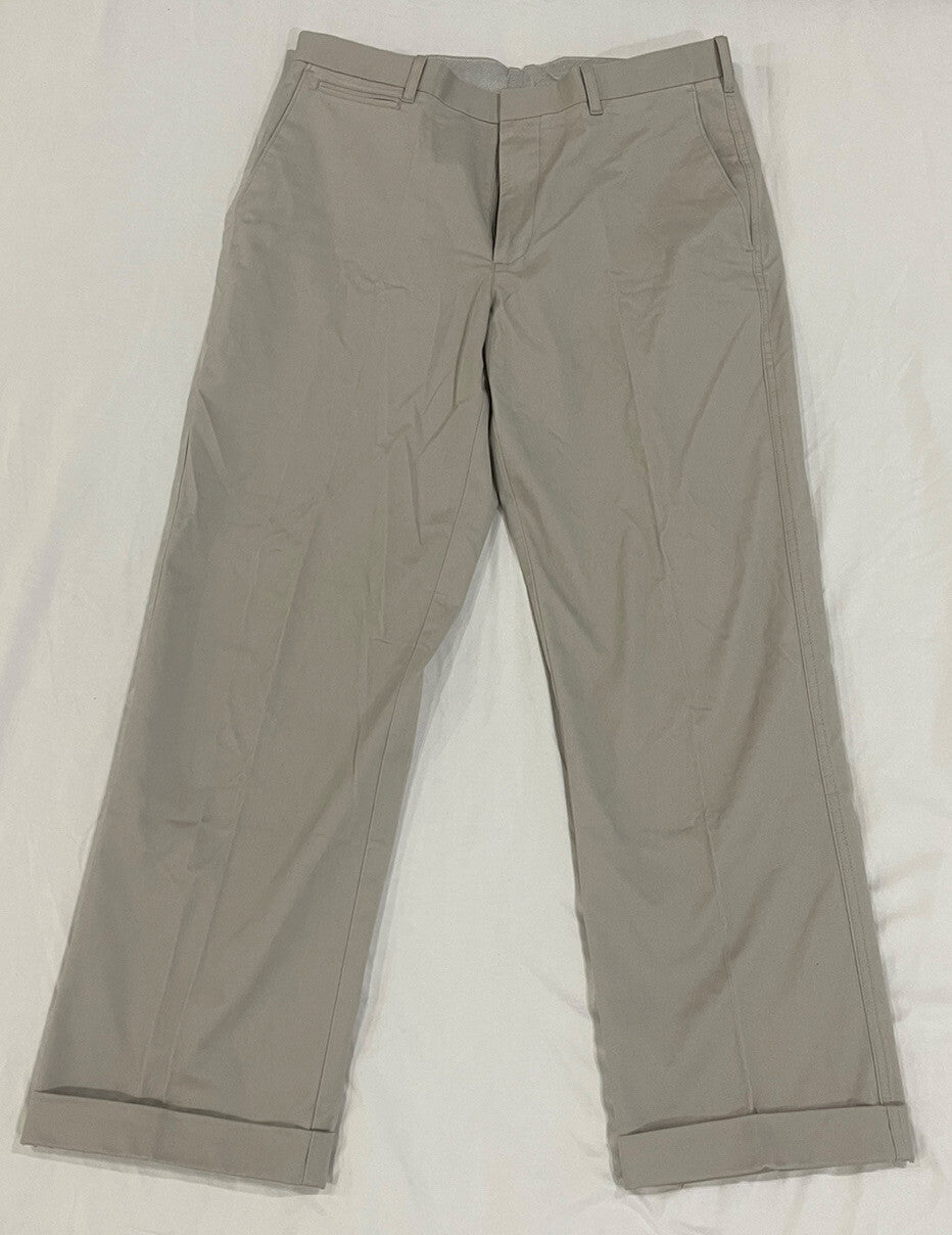 Axist Men's Straight Pleated Cuffed Leg Taupe Dress Pants Khaki Size 33x32