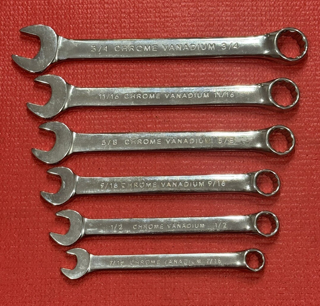 Pittsburgh Tools 6 PC SAE Chrome Vanadium Combination Wrench Set 12PT