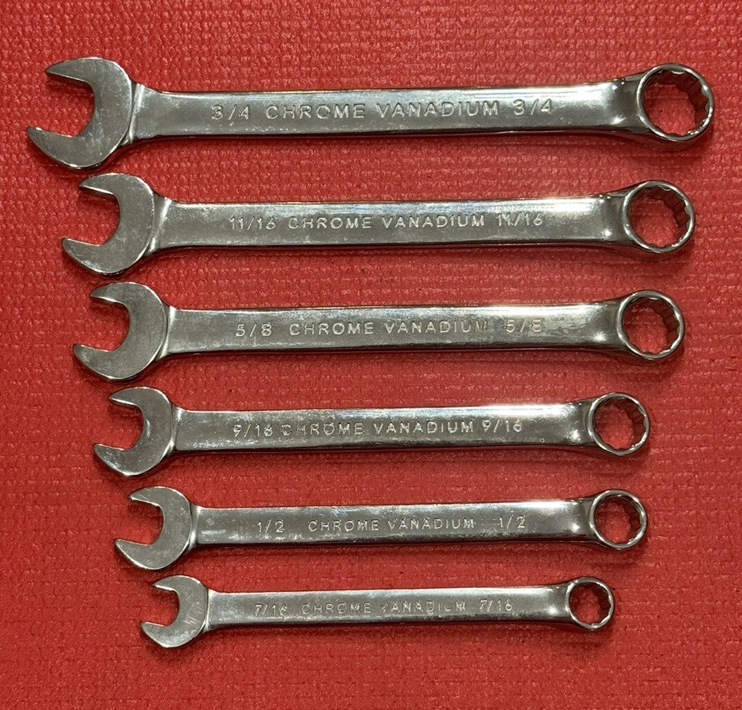 Pittsburgh Tools 6 PC SAE Chrome Vanadium Combination Wrench Set 12PT