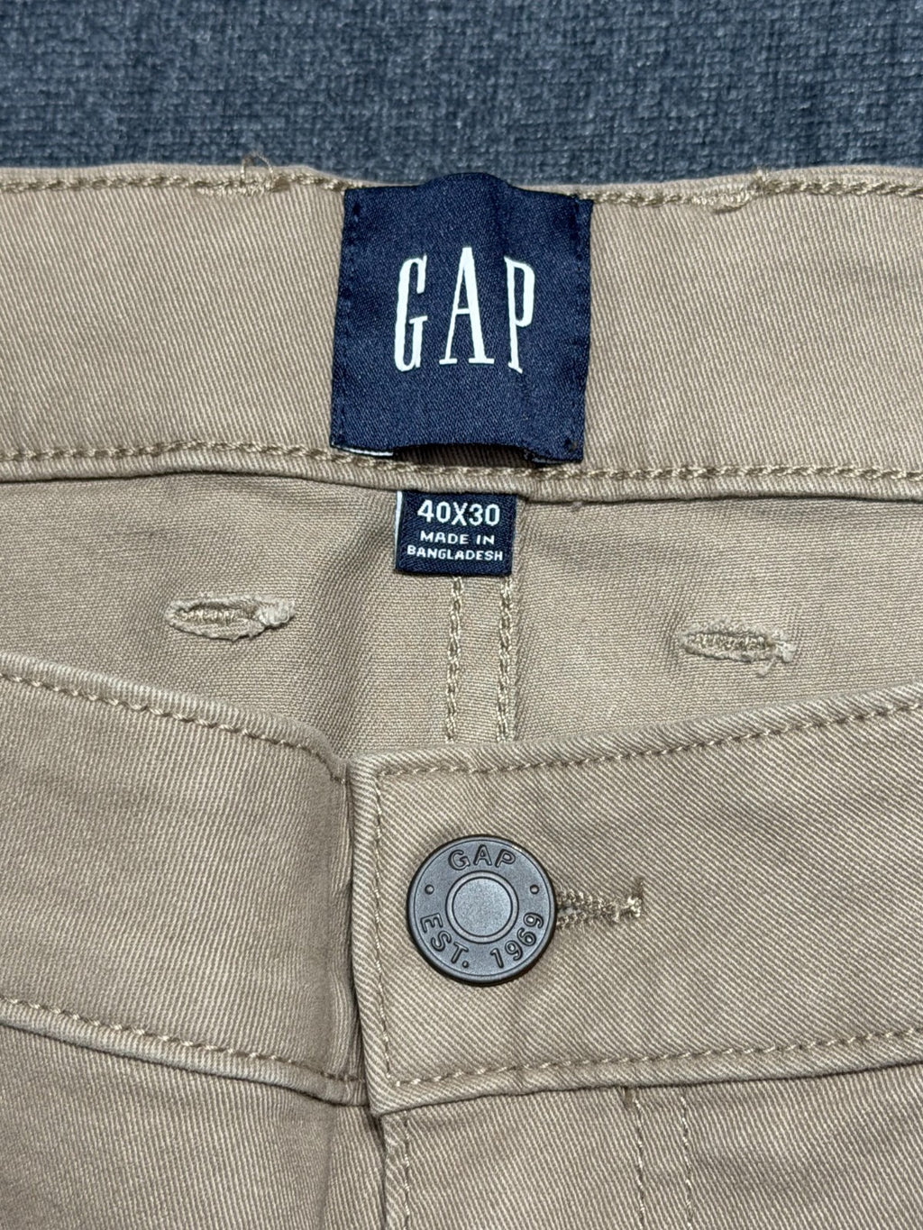 NWT Gap Slim Fit Stretch Twill Pants Men's 40x30 Khaki Zip-Fly Classic 5-Pockets
