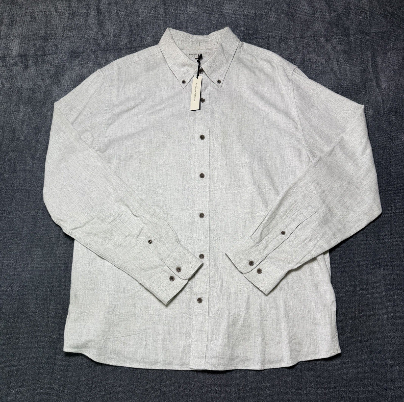 Banana Republic Button-Up Shirt Men's XL Gray Standard Fit Casual Wear Collared