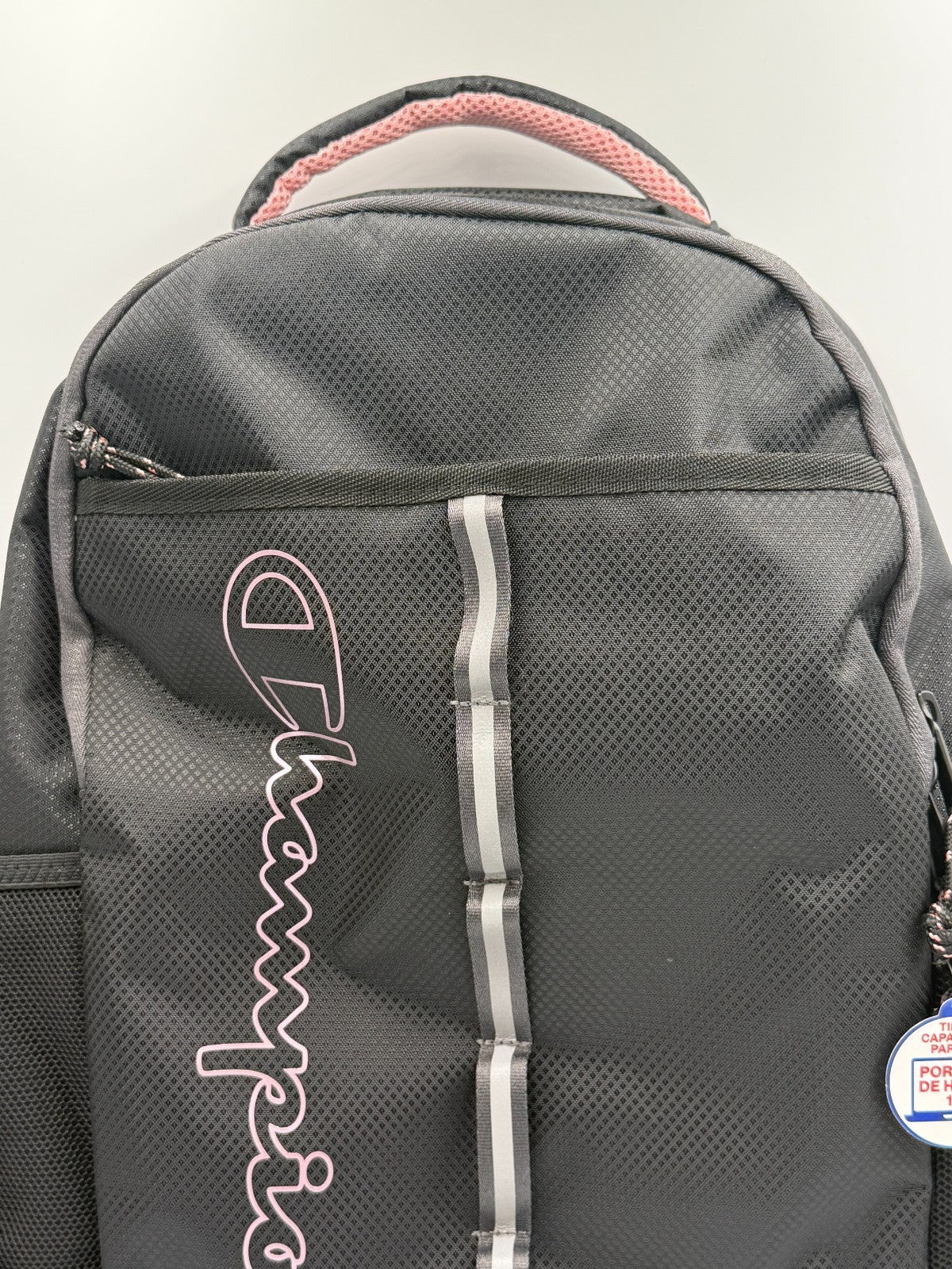 NWT Champion Center Backpack Black Pink Outline Logo Fits 17" Laptop School Bag