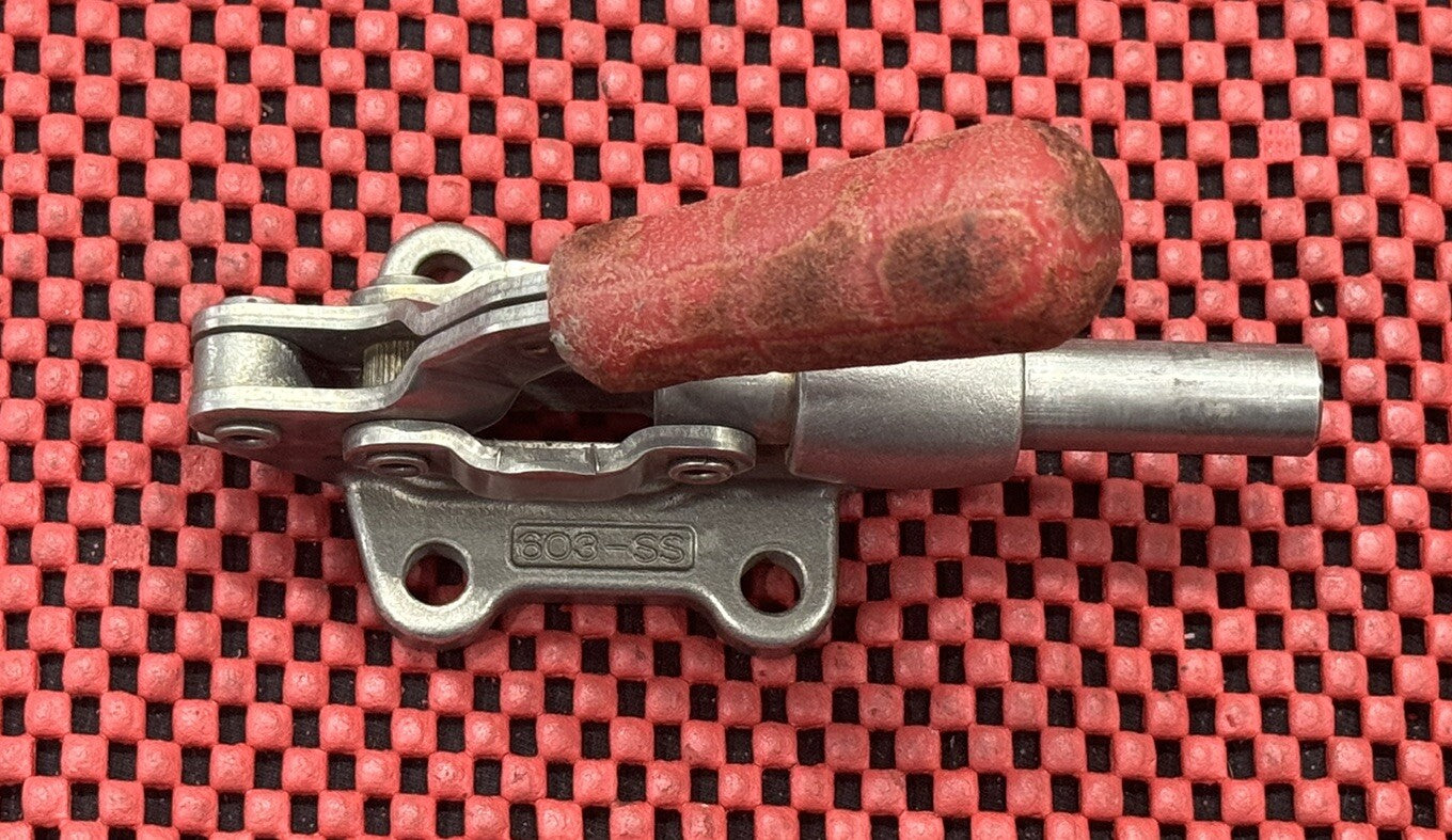 DE-STA-CO 603-SS Straight Line Action Clamp With Red Handle M8