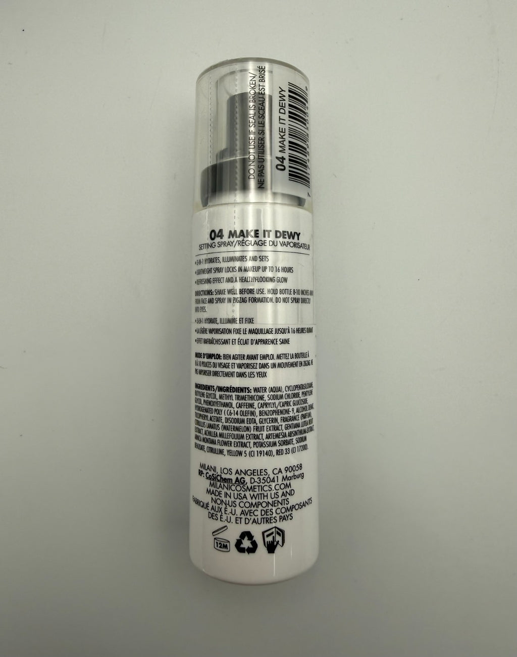 NEW Milani Make It Dewy 04 Hydrate + Illuminate + Set Setting Spray - 2.03 Oz