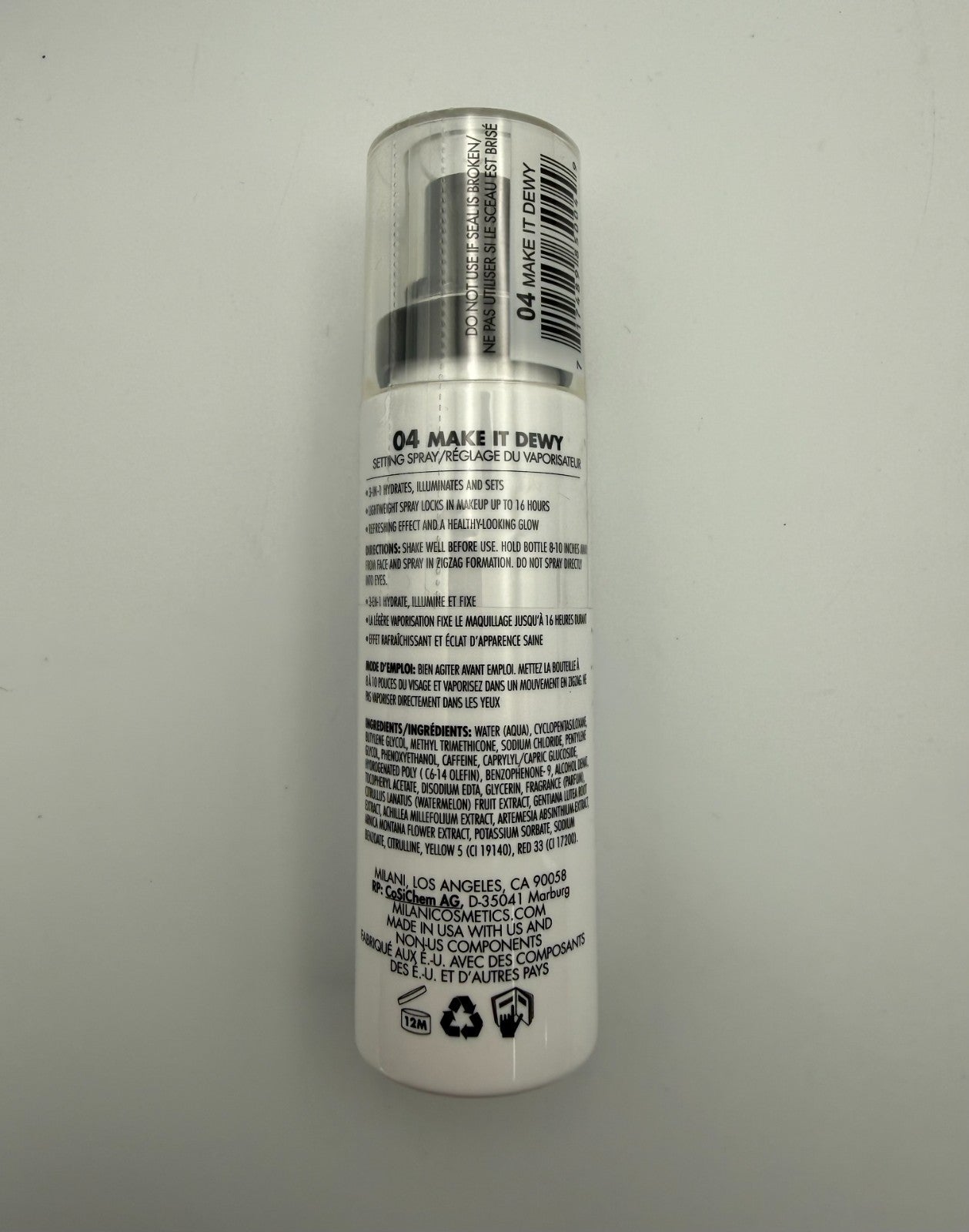 NEW Milani Make It Dewy 04 Hydrate + Illuminate + Set Setting Spray - 2.03 Oz