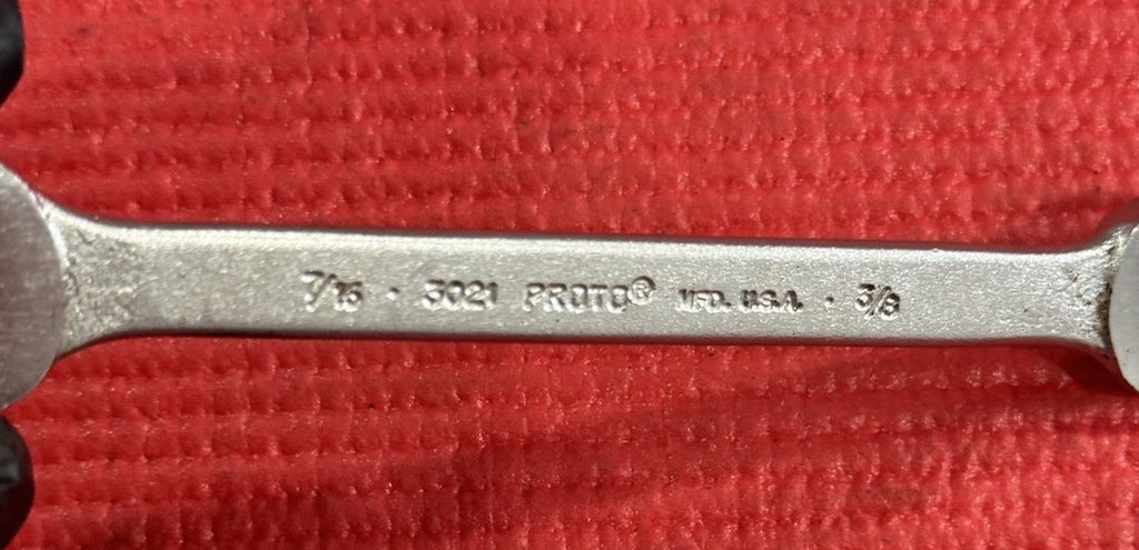 Vintage PROTO TOOLS 3021, 7/16" X 3/8" Open-End Wrench Made In USA