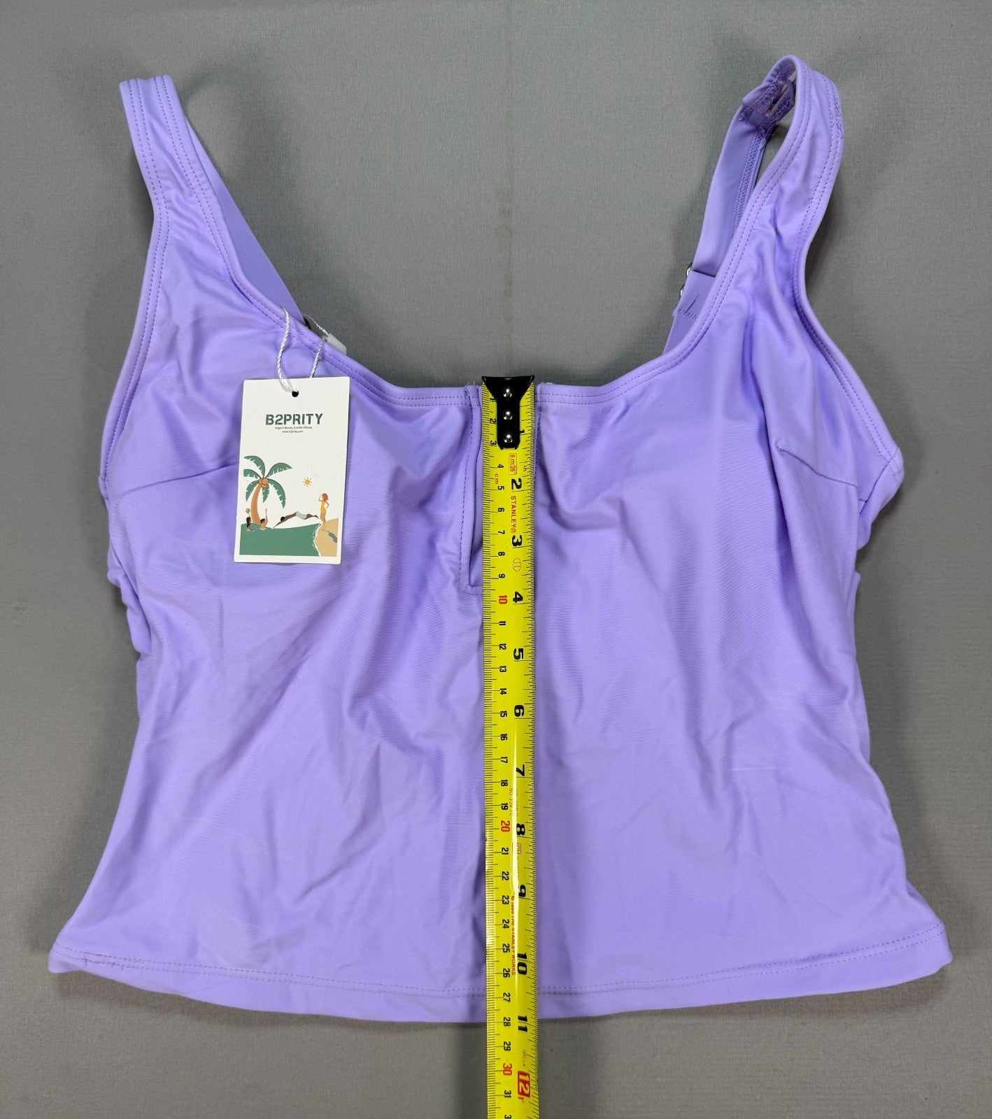 B2Prity Tankini Swimsuit Women's Medium Purple Tropical Floral Summer Beach