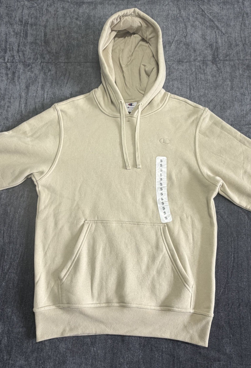 Champion Beige Fleece Pullover Hoodie Men's Size Small | NEW!