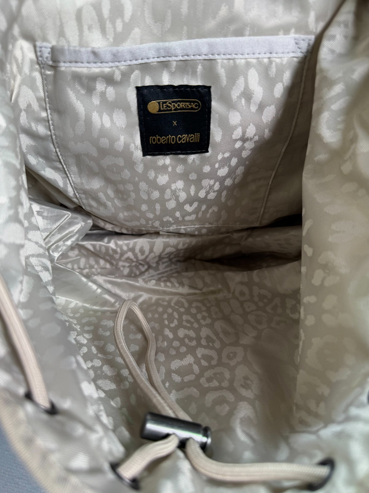 New LeSportsac x Roberto Cavalli Napoli Python Backpack Women's Light Brown