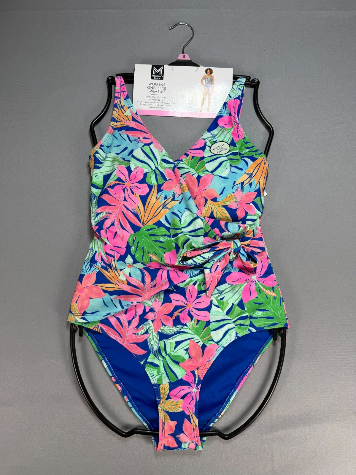 Member's Mark One-Piece Swimsuit Women Small Multicolor Floral Adjustable Strap
