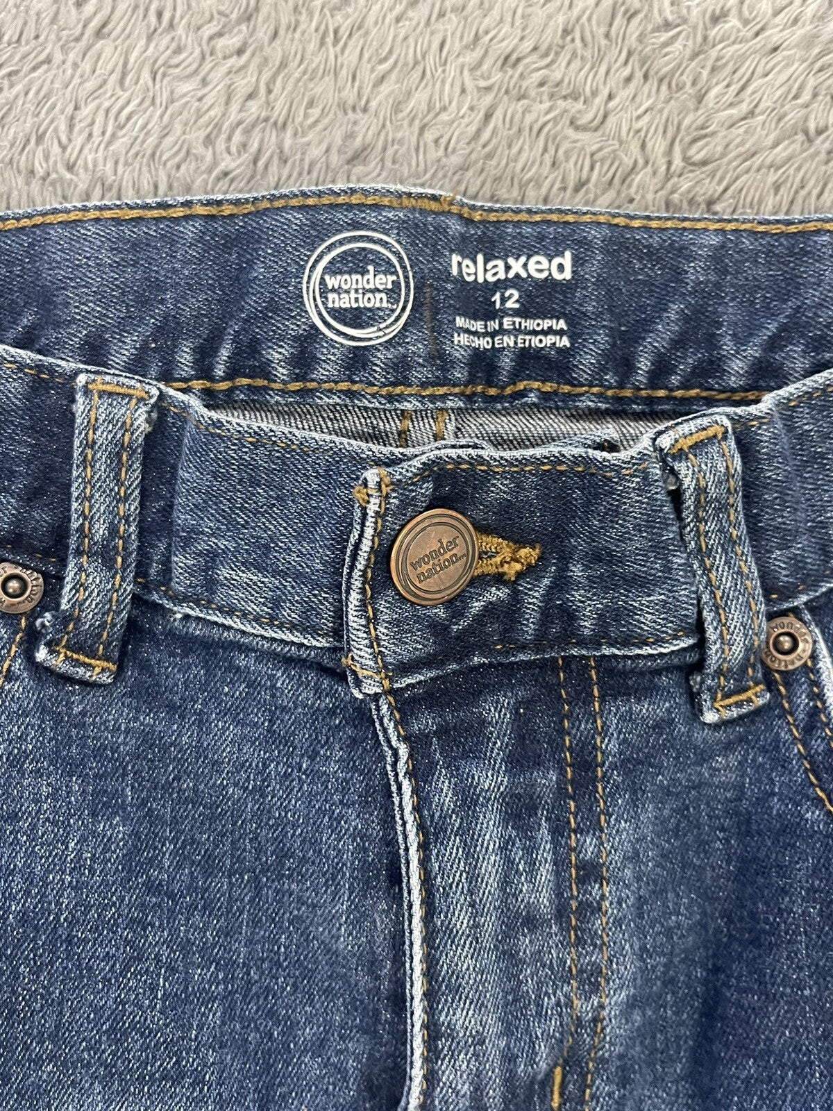 Boys Wonder Nation Relaxed Fit Jeans Size 12 Dark Wash Husky