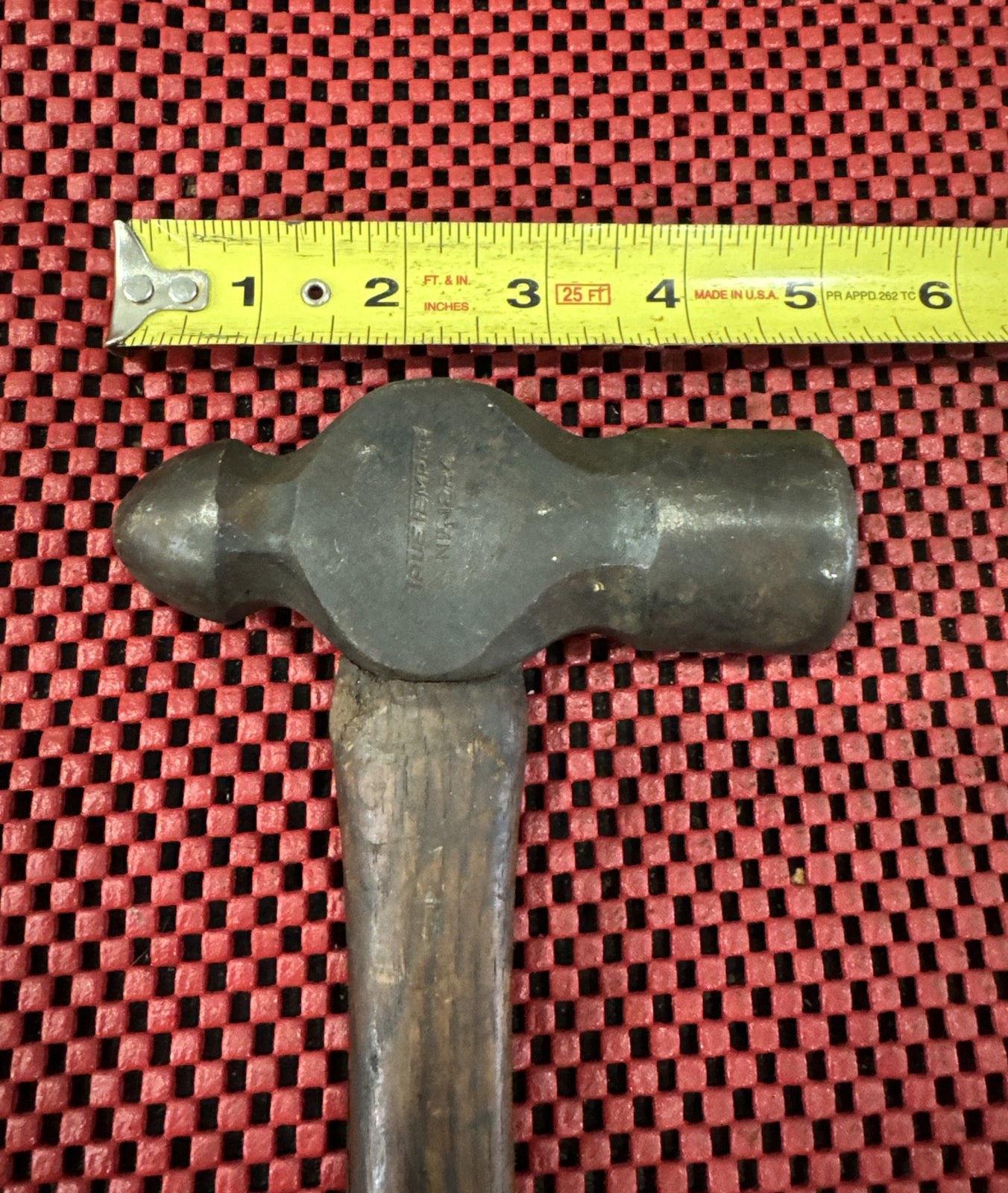 Vintage True Temper  No.1224 Ball Peen Hammer w/ 15" Hickory Wood Handle  USA N3