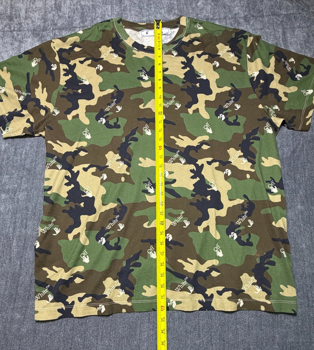NWT Off-White Crew Neck Oversized T-Shirt Men's XL Green Camouflage Print Casual